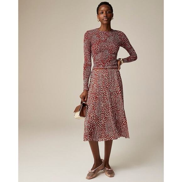 J. Crew Gwyneth Pleated Skirt In Strawberry Swirl Chiffon - L